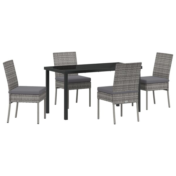 vidaXL Ensemble de Salle à Manger de Jardin 5 Pièces Gris Poly Rattan