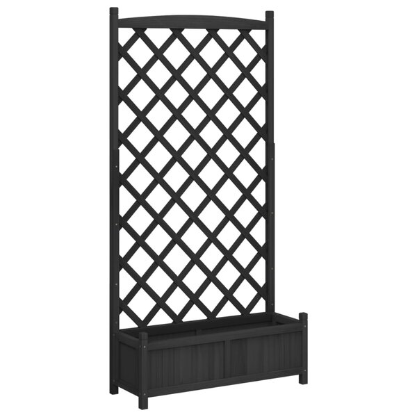 vidaXL Jardinière avec treillis noir bois massif de sapin