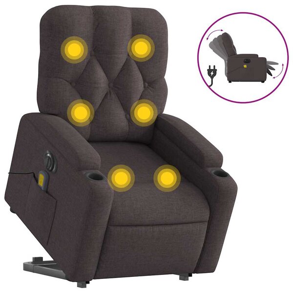 vidaXL Fauteuil inclinable de massage électrique Marron foncé Tissu