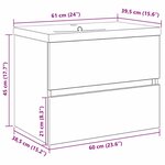 vidaXL Cabinet de lavabo Chêne noir 60 x 39 x 62 cm Bois d'ingénierie