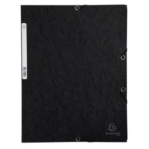 Chemise 3 Rabats À Élastiques Carte Lustrée 400g/m2 - A4 - Noir - X 25 - Exacompta