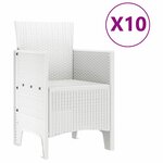 vidaXL Ensemble de salle à manger pour jardin 11 Pièces Blanc Rattan Polt