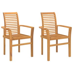 vidaXL Chaise de salle à manger 2 pc Bois de teck massif Marron