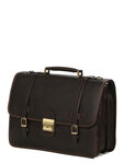 Cartable homme Premium vintage en cuir - KATANA - 3 soufflets - 39.5 cm - 31039-Chocolat