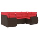 vidaXL Salon de jardin 6 Pièces avec coussins marron résine tressée