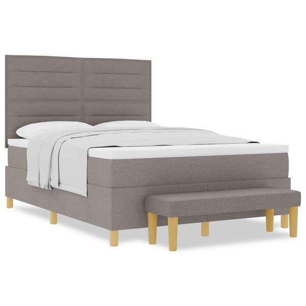 vidaXL Lit à ressorts avec tête de lit Taupe 190 x 140 cm tissu