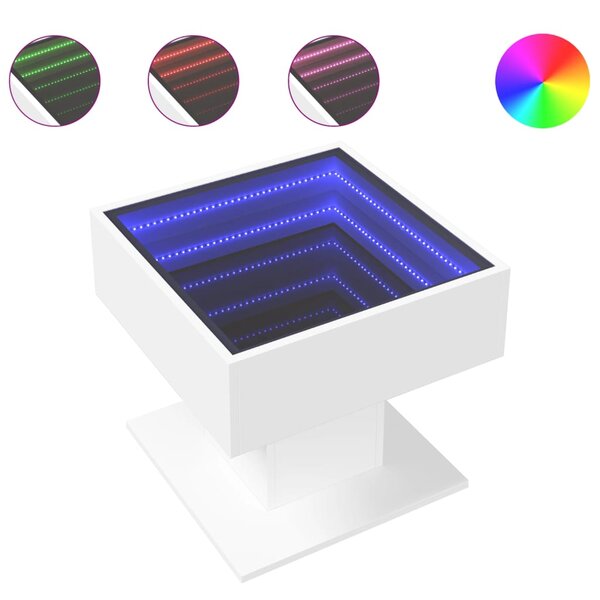 vidaXL Table basse avec LED blanc 50x50x45 cm bois d'ingénierie