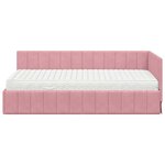 vidaXL Cadre de lit d'angle avec matelas Rose 100 x 200 cm Velours