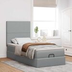 vidaXL Lit ottoman avec matelas et LED gris clair 90x200 cm tissu