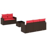 vidaXL Salon de jardin 6 Pièces avec coussins marron résine tressée