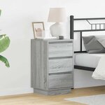 vidaXL Cabinet de chevet avec LED grise Sonoma 39x34.5x65 cm en bois d'ingénierie