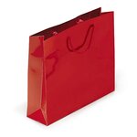 Sac pelliculé brillant rouge à poignées cordelières 19 x 27 x 10 cm (lot de 25)