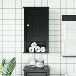 vidaXL Armoire murale de salle de bain BERG noir bois de pin massif