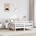 vidaXL Cadre de lit avec tête de lit sans matelas blanc 150x200 cm