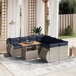 vidaXL Salon de jardin 9 Pièces avec coussins gris résine tressée