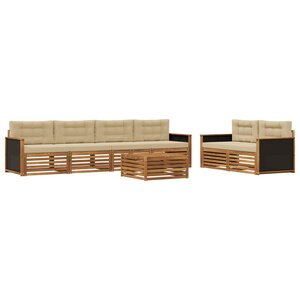 vidaXL Ensemble de canapés d'extérieur 7 Pièces Naturel et Beige