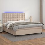 vidaXL Sommier à lattes de lit avec matelas LED Cappuccino 160x200 cm
