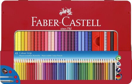 Etui Métal de 48 Crayons de couleur Colour GRIP Assortis FABER-CASTELL