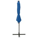 vidaXL Parasol déporté avec mât et lumières LED Bleu azur 300 cm