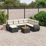 vidaXL Salon de jardin 8 Pièces avec coussins noir résine tressée