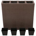 vidaXL Lit surélevé de jardin avec 4 pots Résine tressée Marron