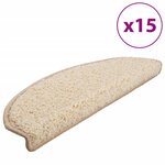 vidaXL Tapis d'escalier 15 pièces 65 x 21 x 4 cm Crème Demi-rond Grand
