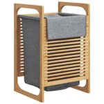 vidaXL Panier à linge avec sac gris 32x30x36 5 cm bambou