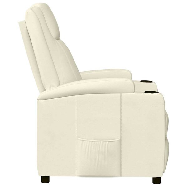 Fauteuil-lit 2-en-1 Au Sol - Revêtement Simili Cuir Crème - Dimensions 74x77x81 Cm - Convertible Canapé/lit