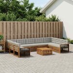 vidaXL Ensemble de canapés d'extérieur 10 Pièces Naturel et gris clair