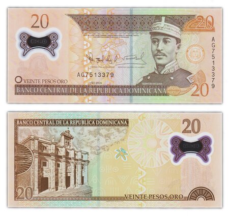 Billet de collection 20 pesos 2009 république dominicaine - neuf - p182