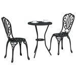 vidaXL Ensemble bistro de jardin 3 pc Noir Aluminium