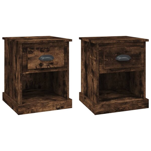 vidaXL Tables de chevet 2 Pièces chêne fumé 39x39x47 5 cm bois ingénierie