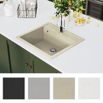 vidaXL Évier de cuisine Granit Seul lavabo Beige
