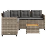 vidaXL Canapé de jardin avec table et coussins en forme de L gris