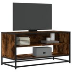 vidaXL Meuble TV chêne fumé 91x40x46 cm bois d'ingénierie et métal