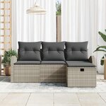 vidaXL Ensemble de canapé de jardin 4 Pièces Gris clair Poly rotin