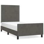 vidaXL Cadre de lit avec tête de lit Gris foncé 90x200 cm Velours
