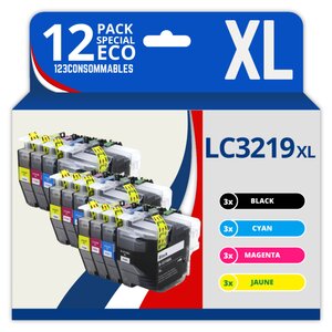 123CONSOMMABLES - LC3219XL Cartouches encre compatible avec Brother LC3219XL LC3219 LC3217 pour Brother MFC-J5330DW  J5730DW  J6930DW  J5930DW  J6530DW  J6935DW (3 Noir / 3 Cyan / 3 Magenta / 3 Jaune)