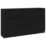 vidaXL Ensemble de buffets 3 Pièces Noir Bois d'ingénierie