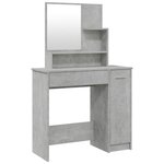 vidaXL Coiffeuse avec miroir Gris béton 86 5x35x136 cm