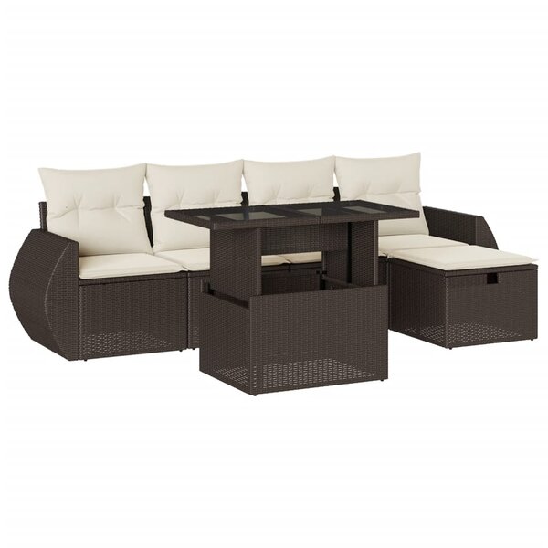 vidaXL Salon de jardin avec coussins 6 Pièces marron résine tressée