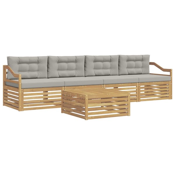 vidaXL Ensemble de canapés d'extérieur 5 pc Blanc et gris clair