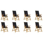 vidaXL Chaises pliables de jardin avec coussins 8 Pièces Bois d'acacia