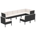 vidaXL Salon de jardin 9 Pièces avec coussins Résine tressée Noir
