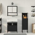 vidaXL Ensemble de mobilier de salle de bain avec stockage 3 Pièces Noir
