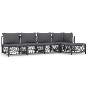 vidaXL Salon de jardin avec coussins 5 Pièces anthracite acier
