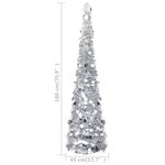 vidaXL Sapin de Noël artificiel escamotable argenté 180 cm PET