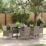 vidaXL Ensemble de salle à manger pour jardin 7 Pièces Gris Poly rotin