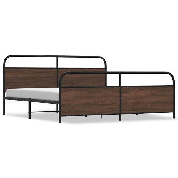vidaXL Cadre de lit en métal sans matelas chêne marron 200x200 cm