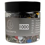 Boîte De 1 000 Punaises Couleur En Laiton - Hauteur De Pointe 9mm - 9mm De Diamètre - Couleurs Assorties - Exacompta